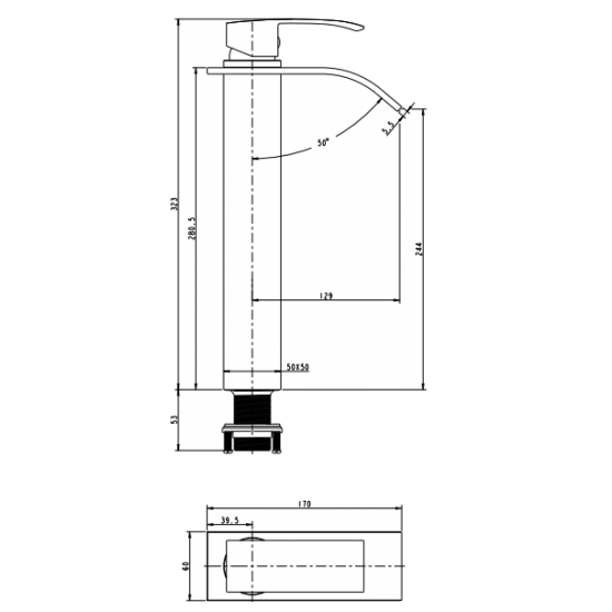 CASCADE | TALL BASIN MIXER | MATT BLACK