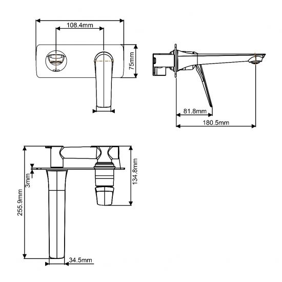 AU SERIES | WALL MIXER WITH SPOUT