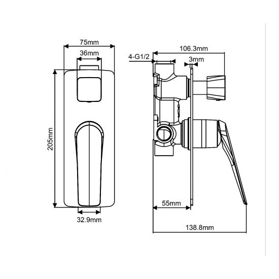 AU SERIES | SHOWER MIXER WITH DIVERTER