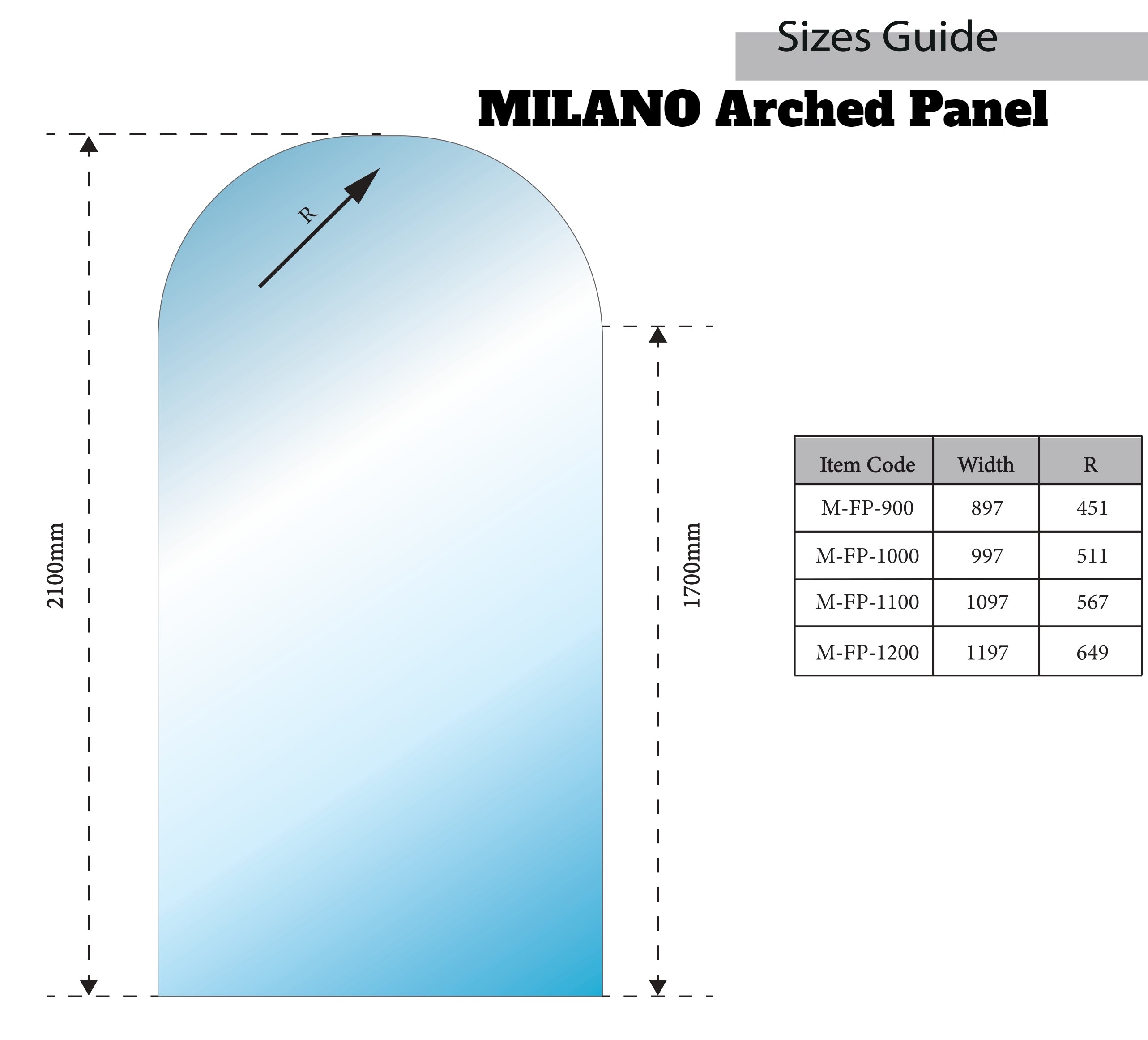 MILANO | ARCHED | FRAMELESS PANEL