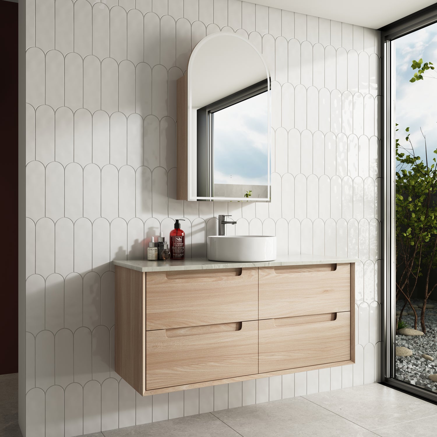 AINSLEY | 1200MM WALL HUNG VANITY WITH STONE TOP WITH UNDERMOUNT BASIN
