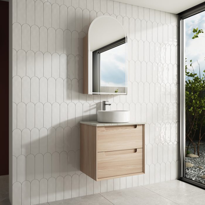 AINSLEY | 600MM WALL HUNG VANITY WITH STONE TOP WITH UNDERMOUNT BASIN