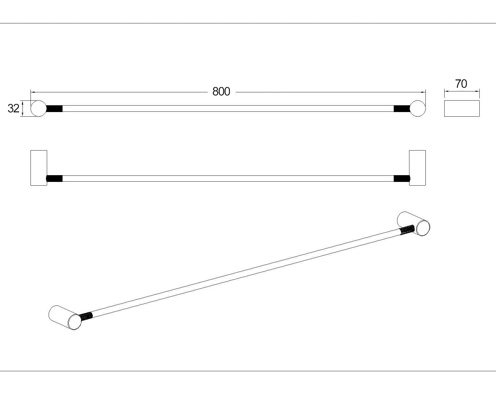 CADDENCE | SINGLE TOWEL RAIL 800MM