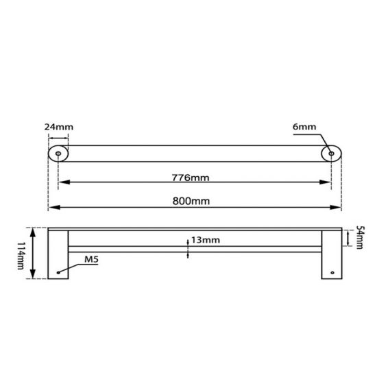 RUSHY | DOUBLE TOWEL RAIL 800MM