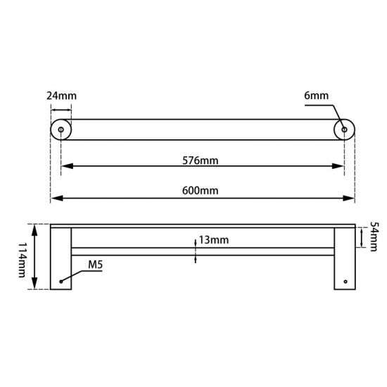 RUSHY | DOUBLE TOWEL RAIL 600MM