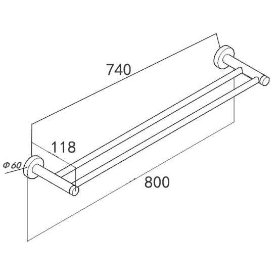 LUCID | DOUBLE TOWEL RAIL 800MM
