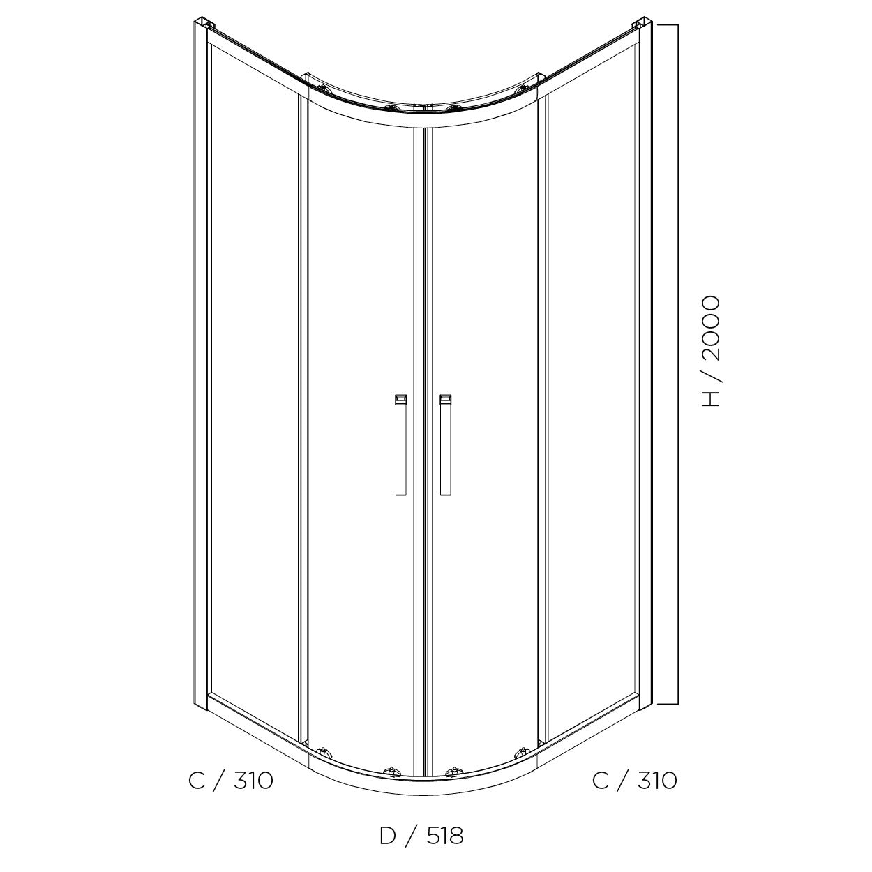 LOUVE | CURVED SLIDER | SHOWER SCREEN | 900X900