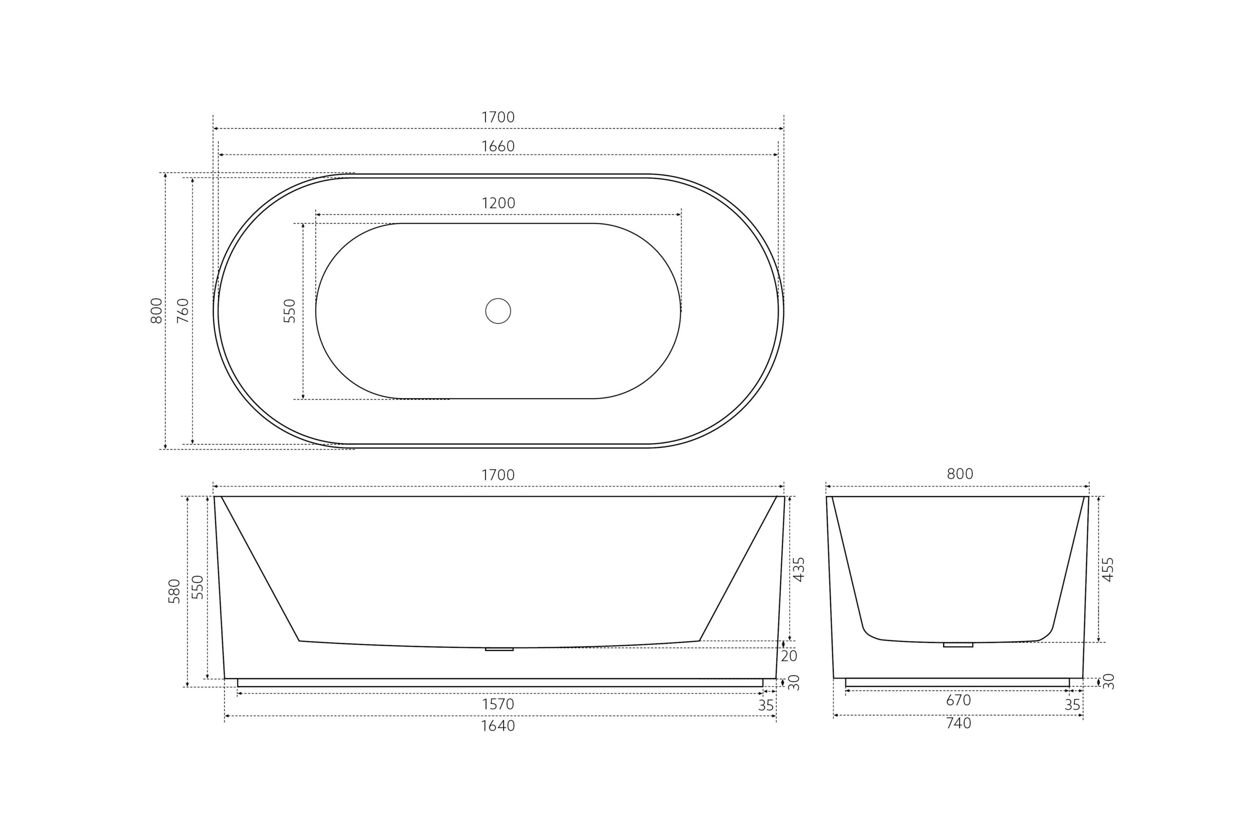 ALLY | GROOVE FREESTANDING BATHTUB 1700