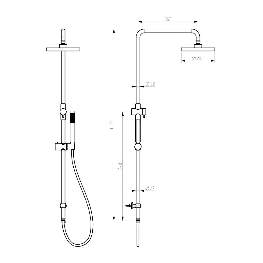 ROUND SHOWER SET |SHOWER HEAD 200X200M | CHROME