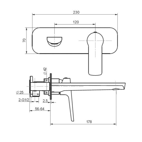 LONDON | WALL MIXER WITH SPOUT | CHROME & WHITE