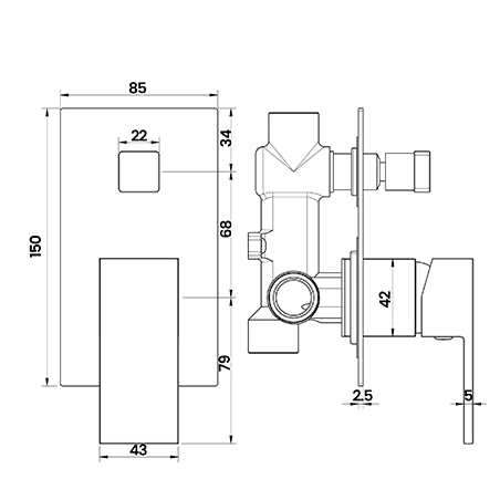DALLAS | SHOWER MIXER WITH DIVERTER | CHROME