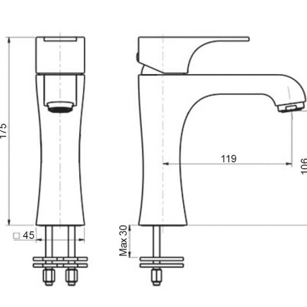 HINO | CURVED SPOUT BASIN MIXER | CHROME