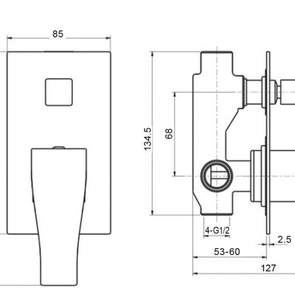 HINO | SHOWER MIXER WITH DIVERTER | CHROME