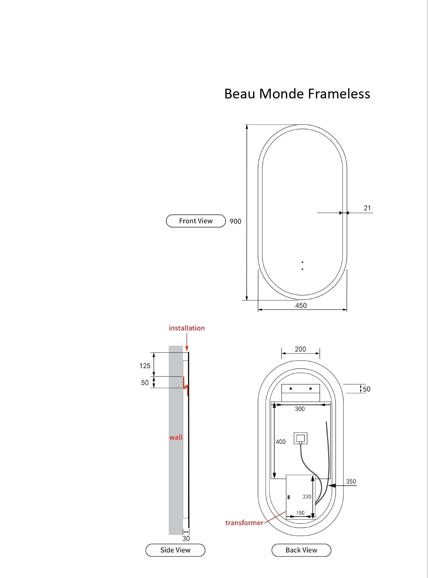 AULIC | BEAU MONDE OVAL LED MIRROR