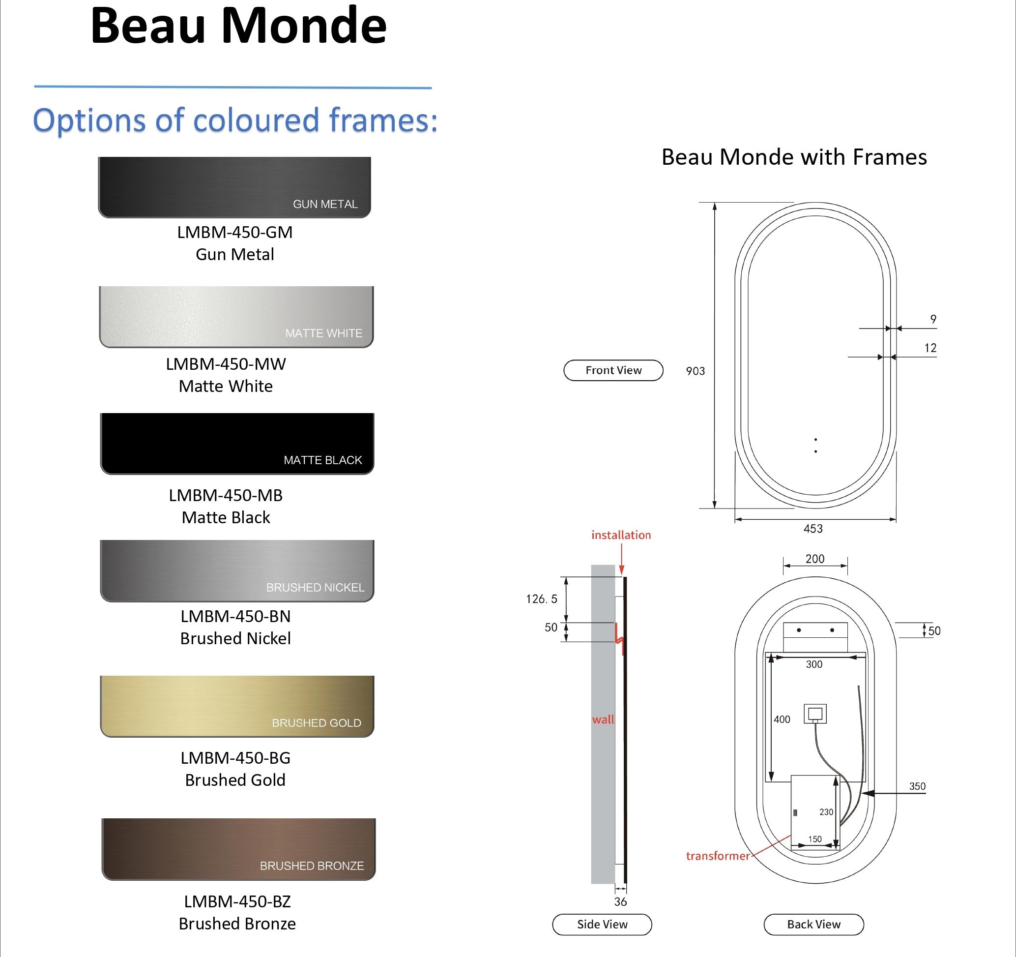 AULIC | BEAU MONDE OVAL LED MIRROR