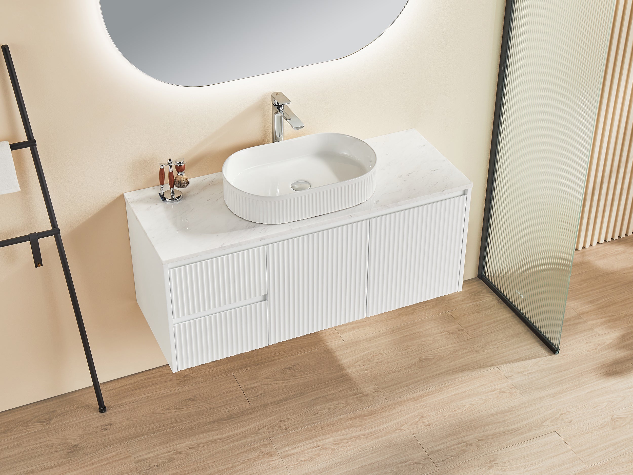 BRINDABELLA | 1200MM WALL HUNG LEFT HAND VANITY WITH STONE TOP