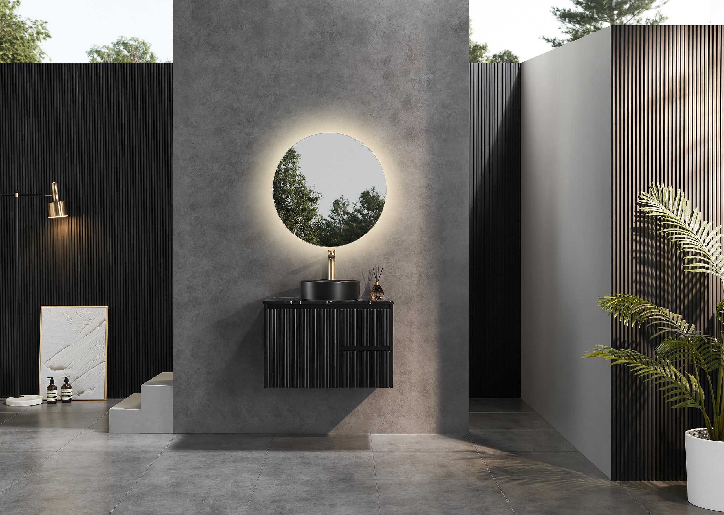 BRINDABELLA | 750MM WALL HUNG RIGHT HAND VANITY WITH STONE TOP