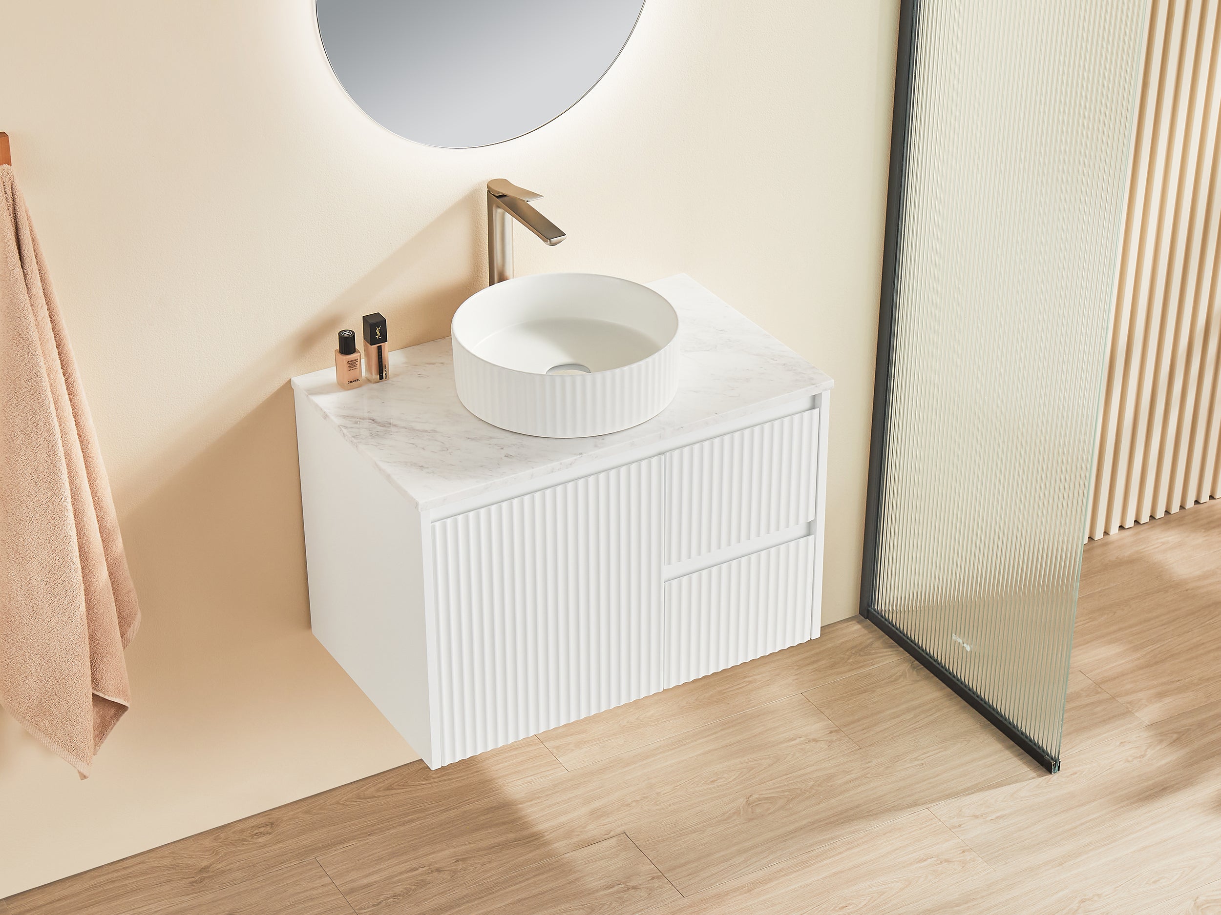 BRINDABELLA | 750MM WALL HUNG RIGHT HAND VANITY WITH STONE TOP