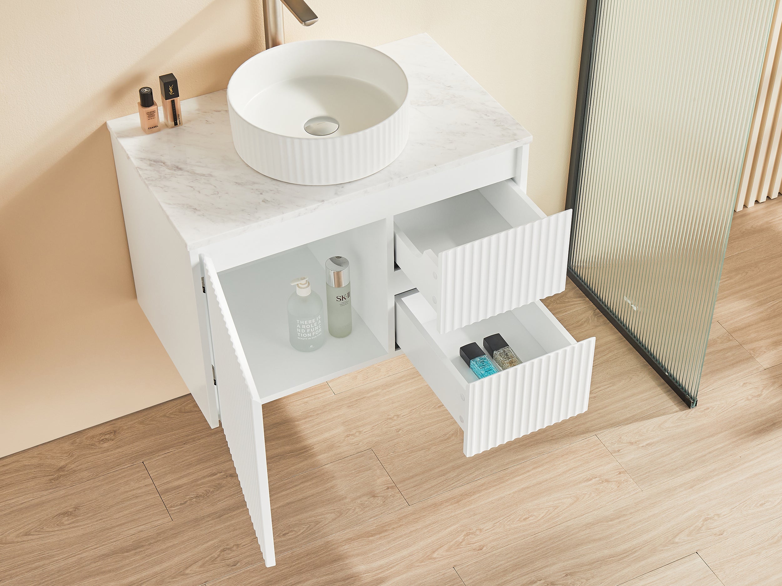 BRINDABELLA | 750MM WALL HUNG RIGHT HAND VANITY WITH STONE TOP