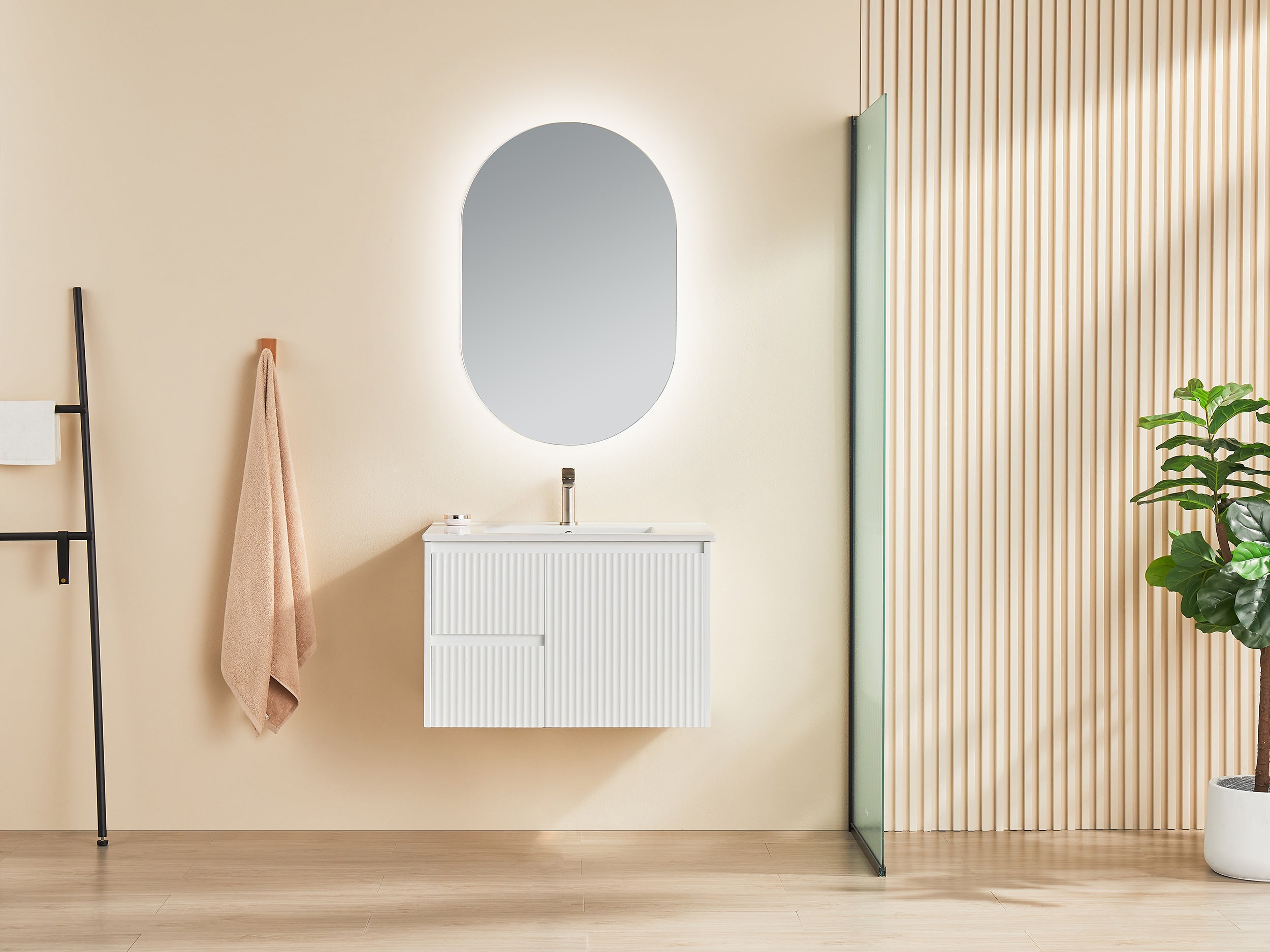 BRINDABELLA | 750MM WALL HUNG LEFT HAND VANITY WITH STONE TOP