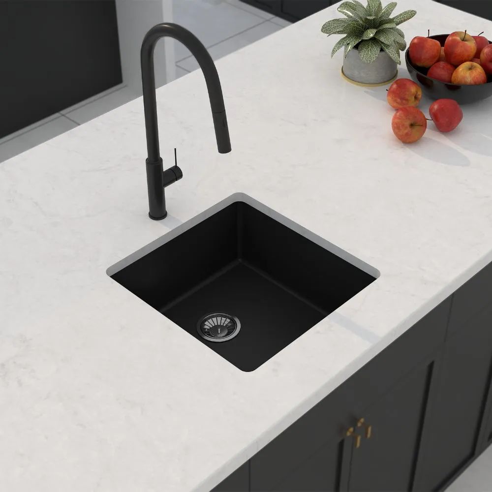 COMISO 430 SMALL SINGLE BOWL SINK BLACK QUARTZ
