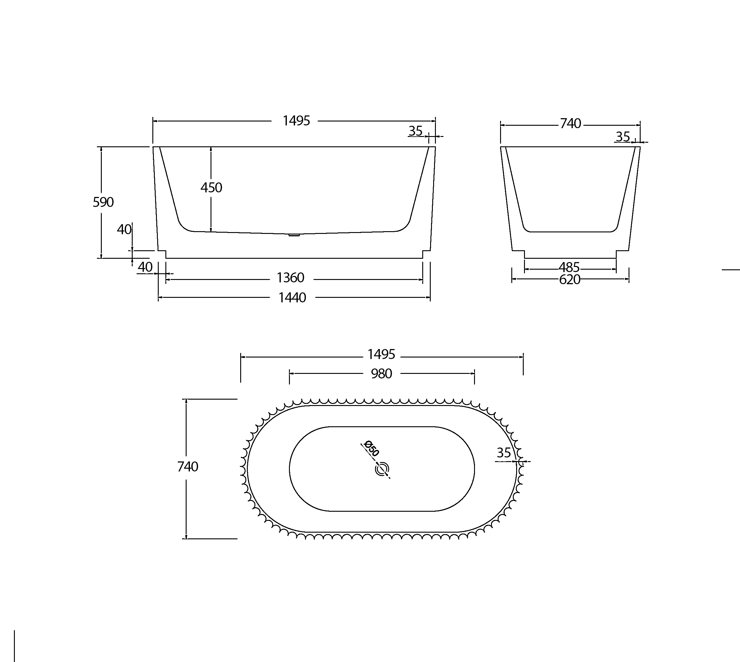 CAIRO | FREESTANDING BATHTUB | 1700
