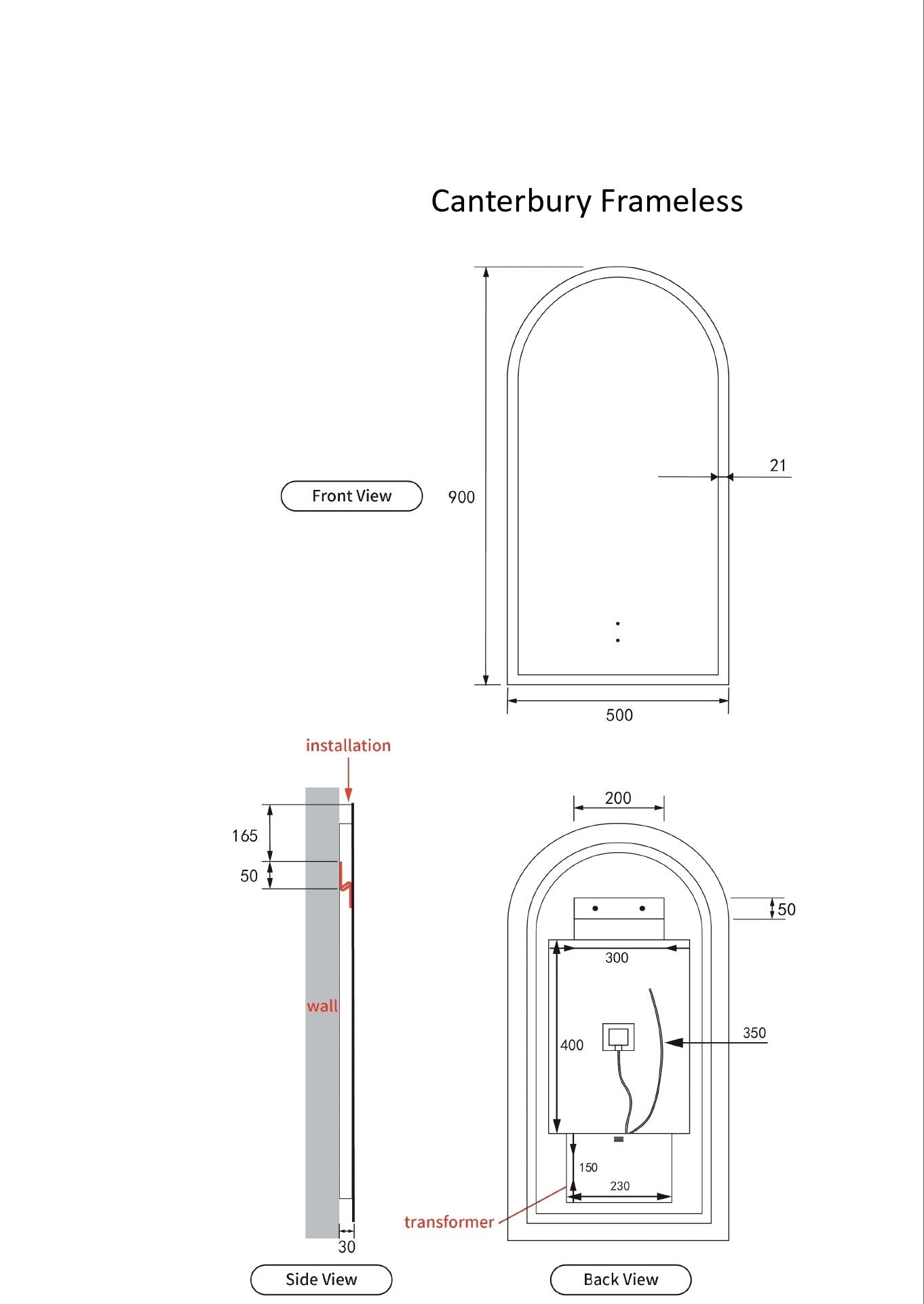 AULIC | CANTERBURY ARCHED LED MIRROR