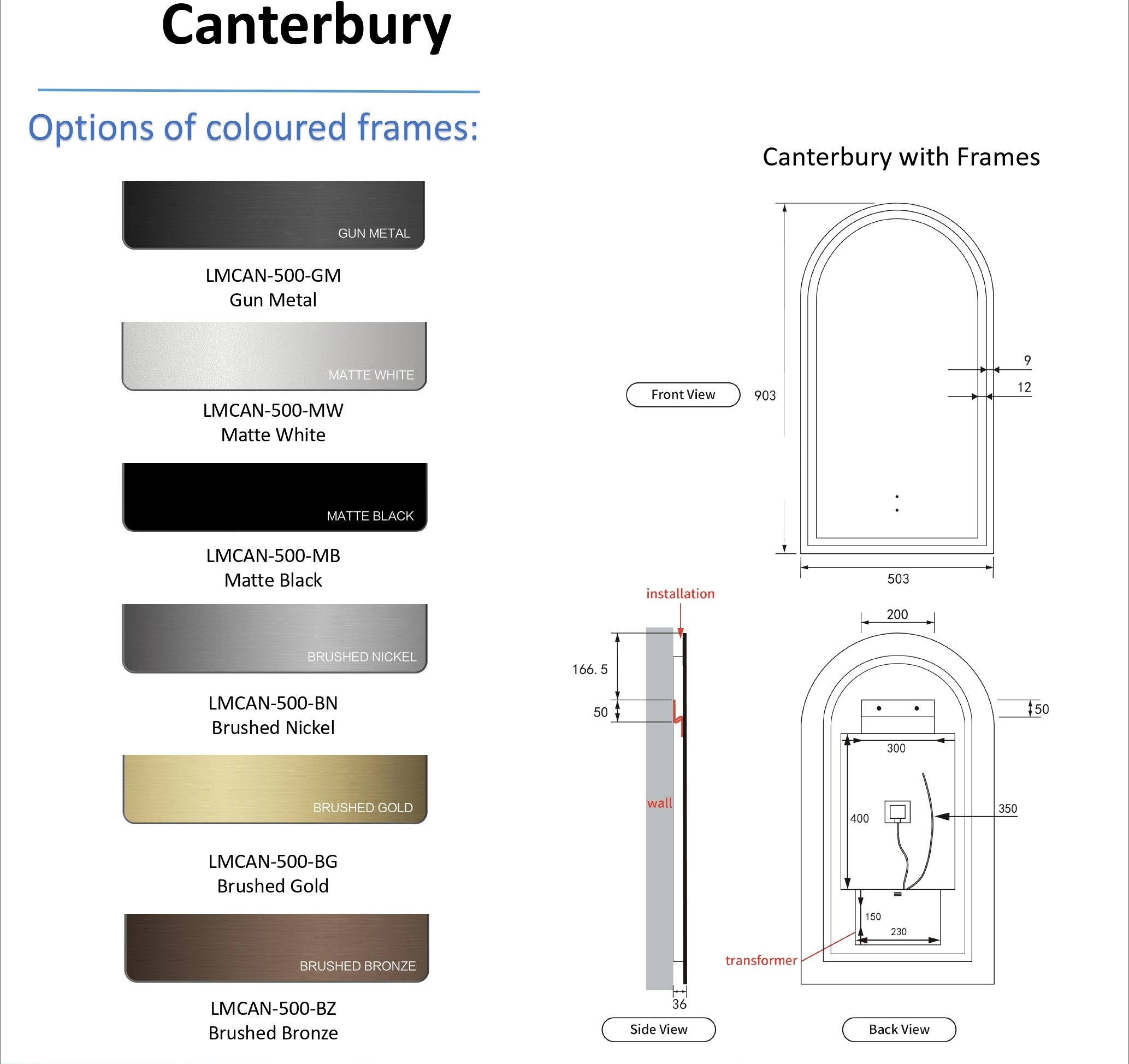 AULIC | CANTERBURY ARCHED LED MIRROR