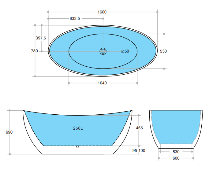 EVIE | FREESTANDING BATHTUB 1700 | BLACK & WHITE