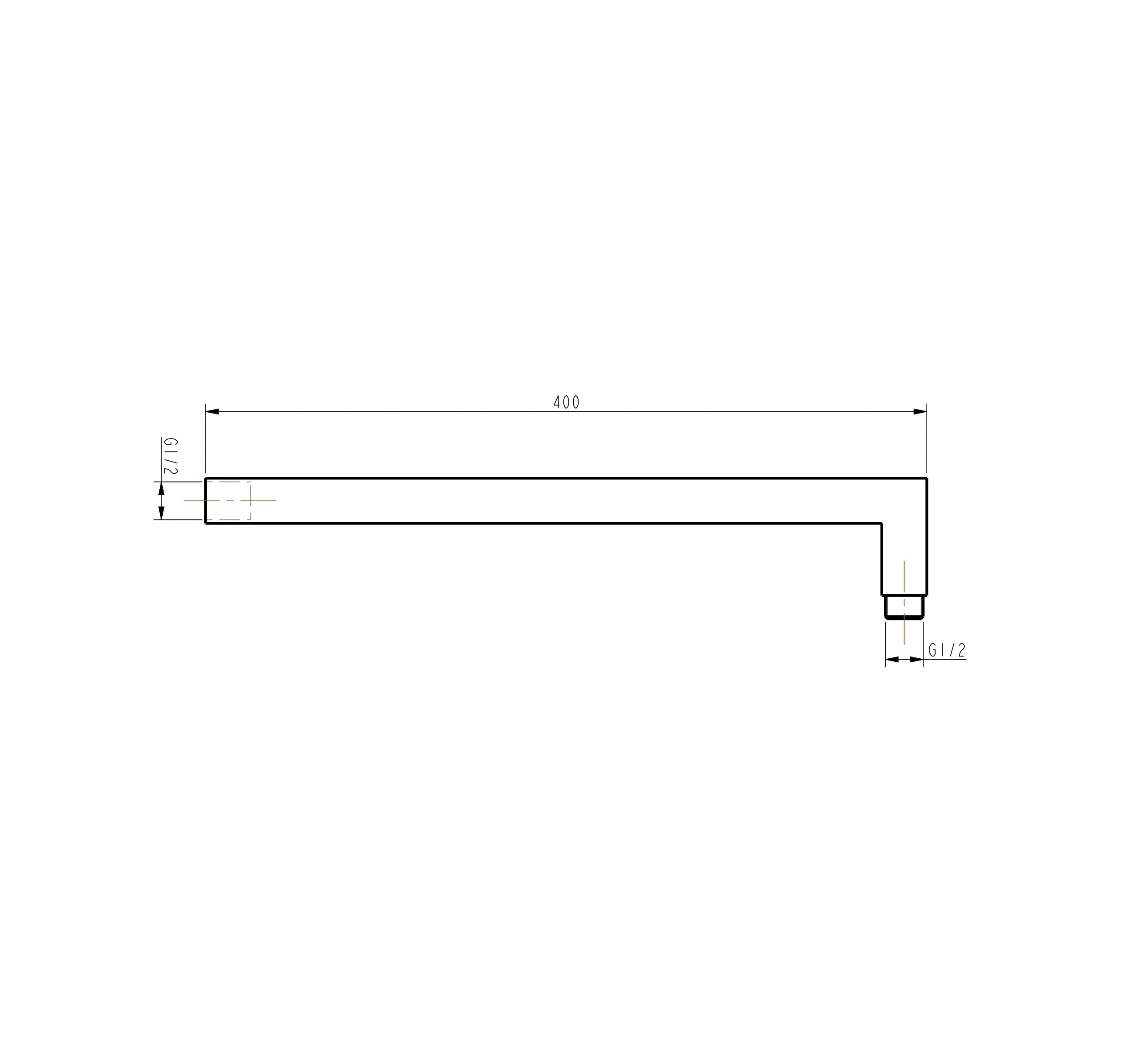 ROUND SHOWER ARM 400MM | CHROME