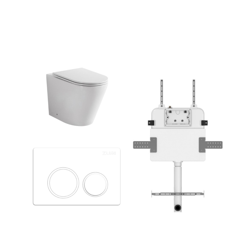 JAVA FLOOR PAN | R&T CISTERN | ROUND ABS GLOSS WHITE | IN-WALL TOILET SUITE