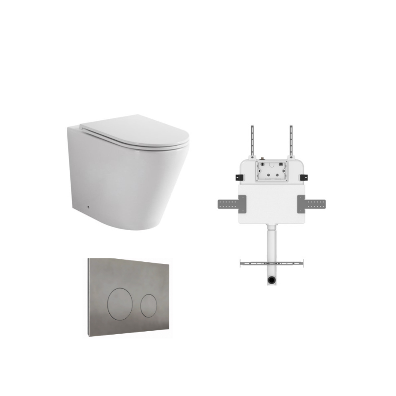 JAVA FLOOR PAN | R&T CISTERN | ROUND PORCELAIN | MABLE GREY | IN-WALL TOILET SUITE