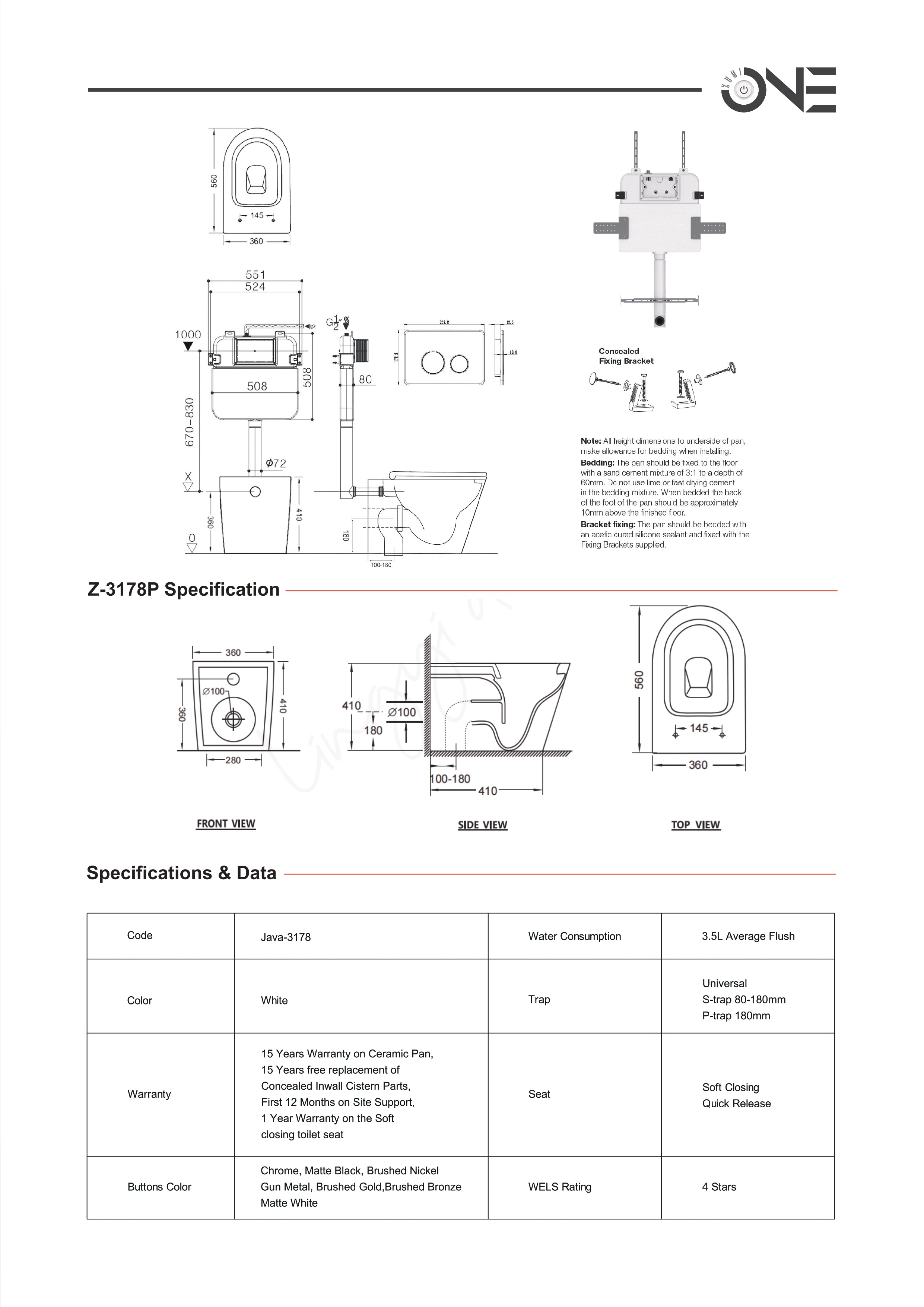 JAVA FLOOR PAN | R&T CISTERN | ROUND ABS GLOSS WHITE | IN-WALL TOILET SUITE