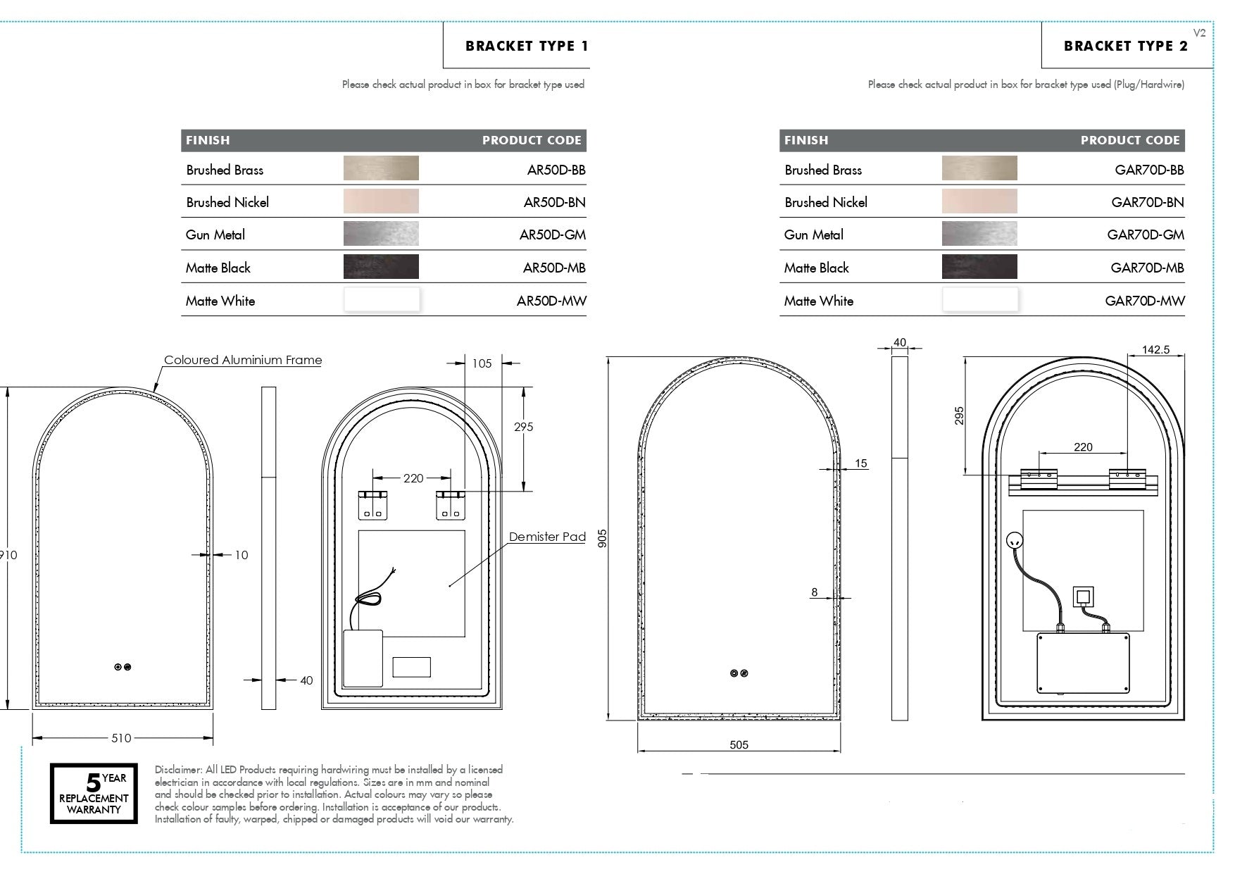 REMER | ARCHED LED MIRROR | 500X900