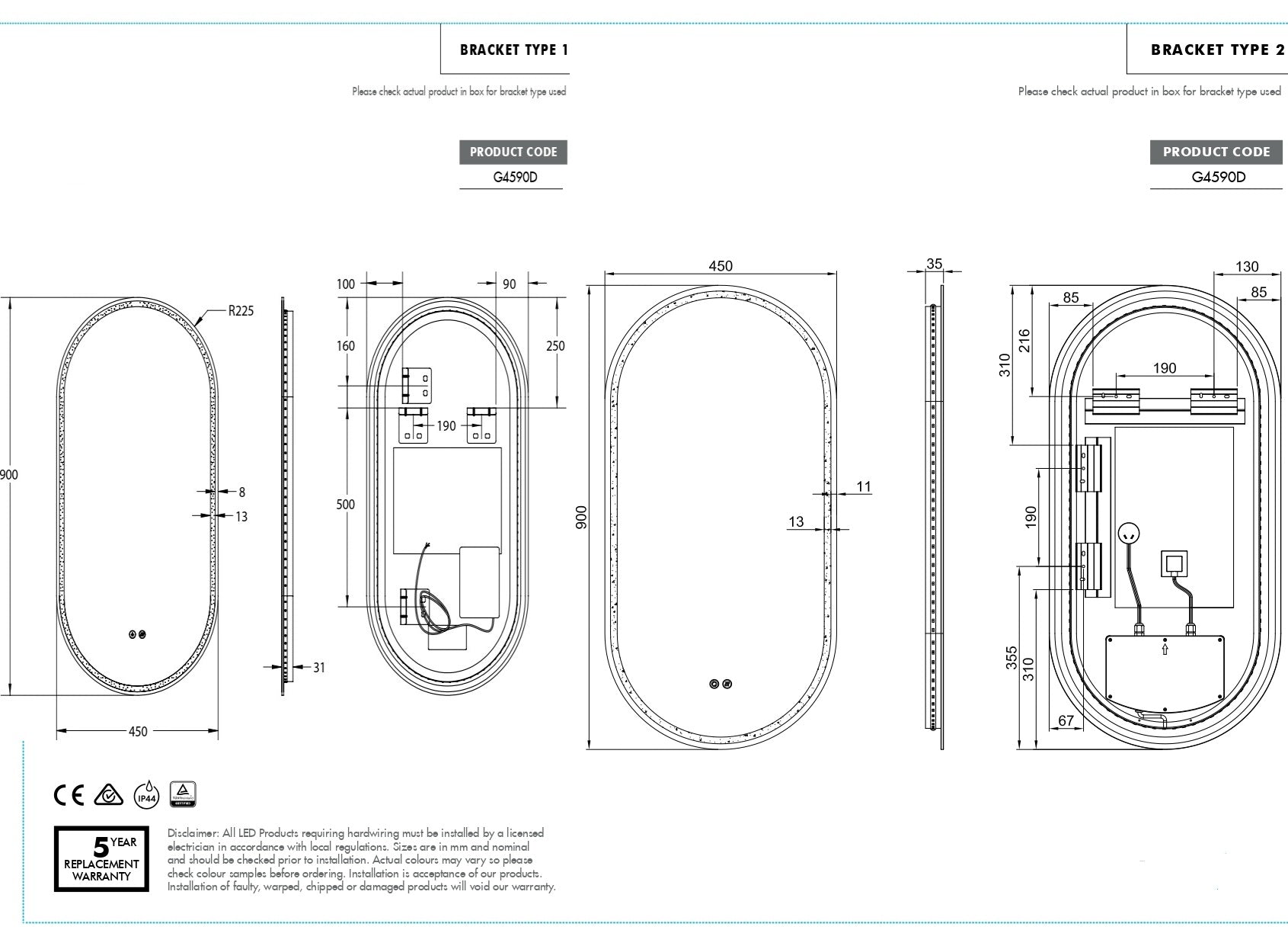 GATSBY | OVAL LED MIRROR 450X900