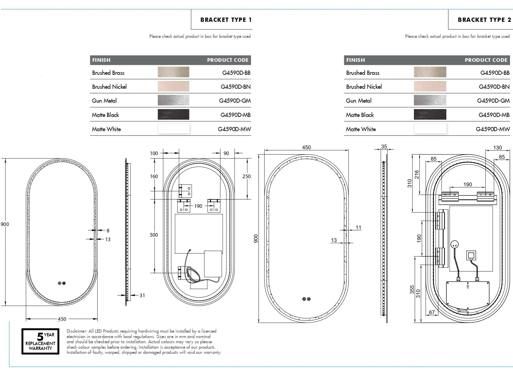 GATSBY | OVAL LED MIRROR 450X900