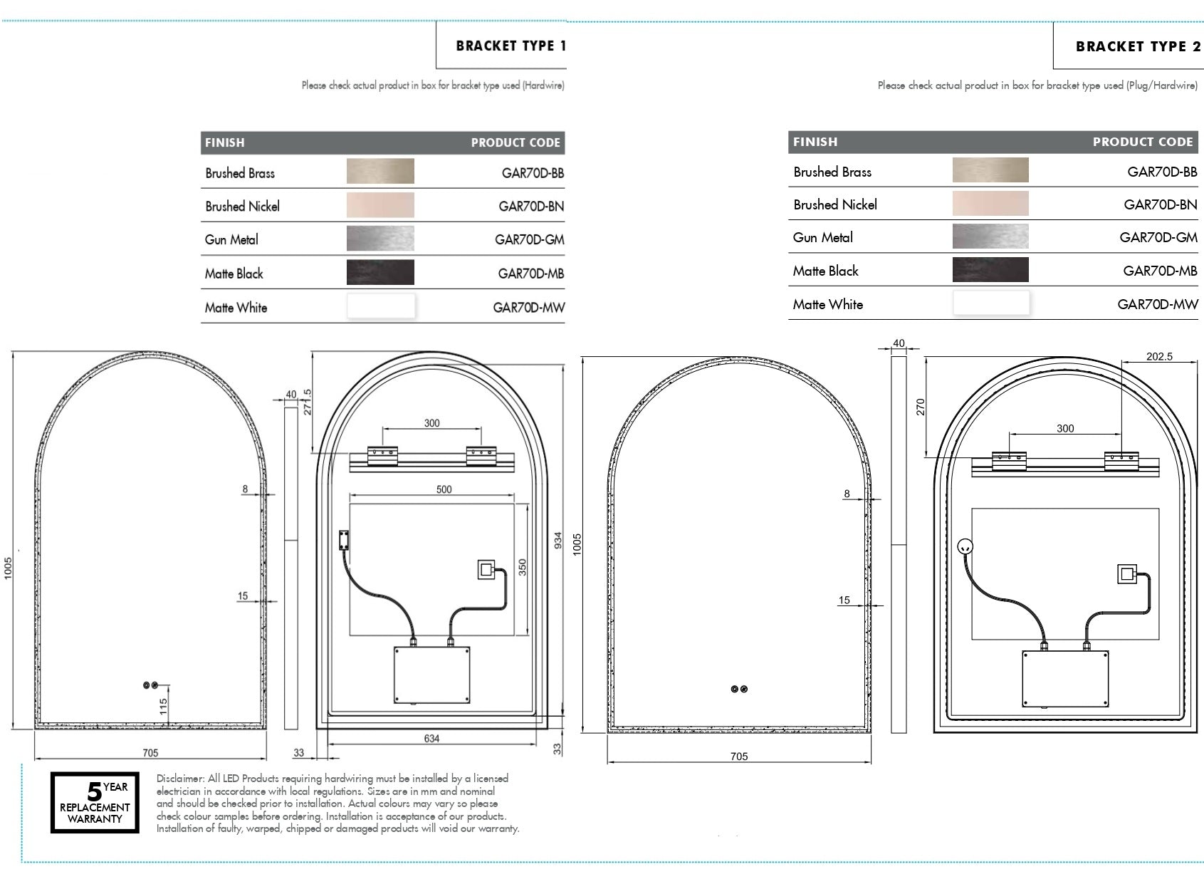 REMER | GREAT ARCHED LED MIRROR | 700X1000