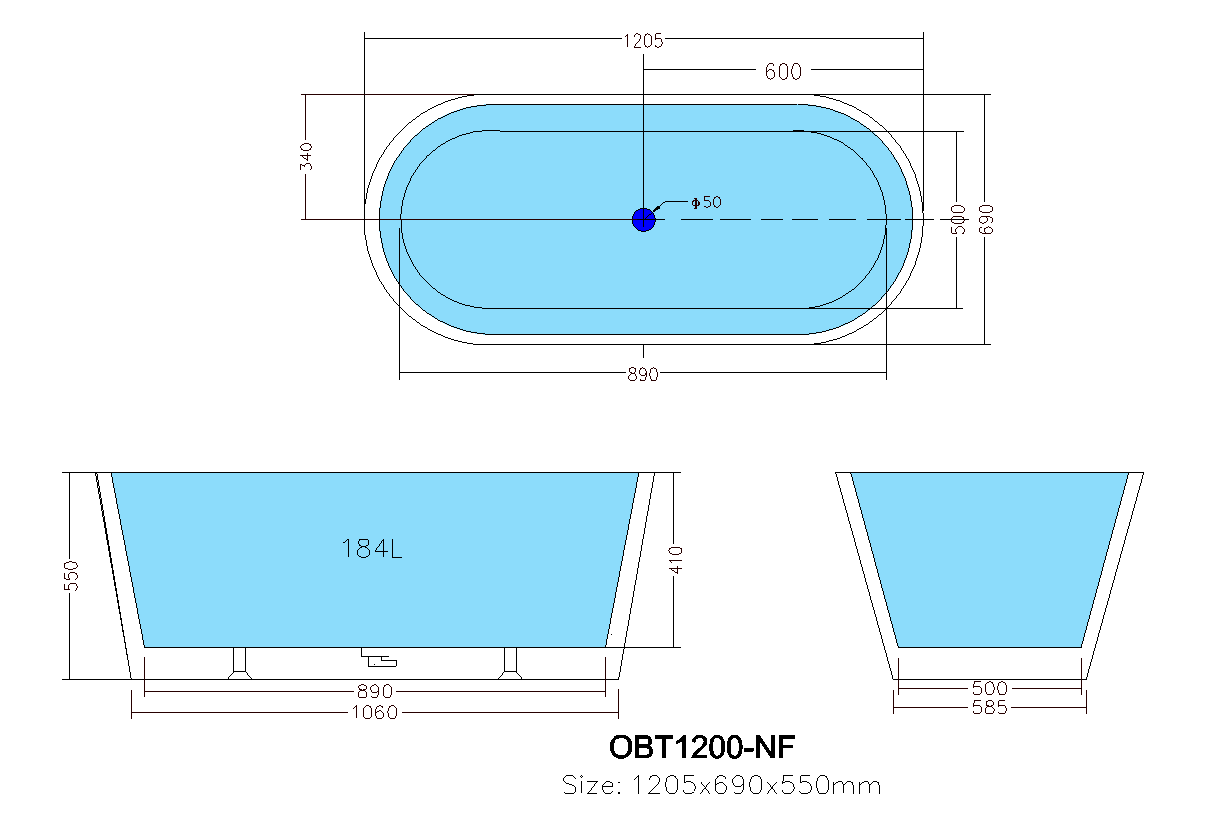 OVIA | FREESTANDING BATHTUB 1200