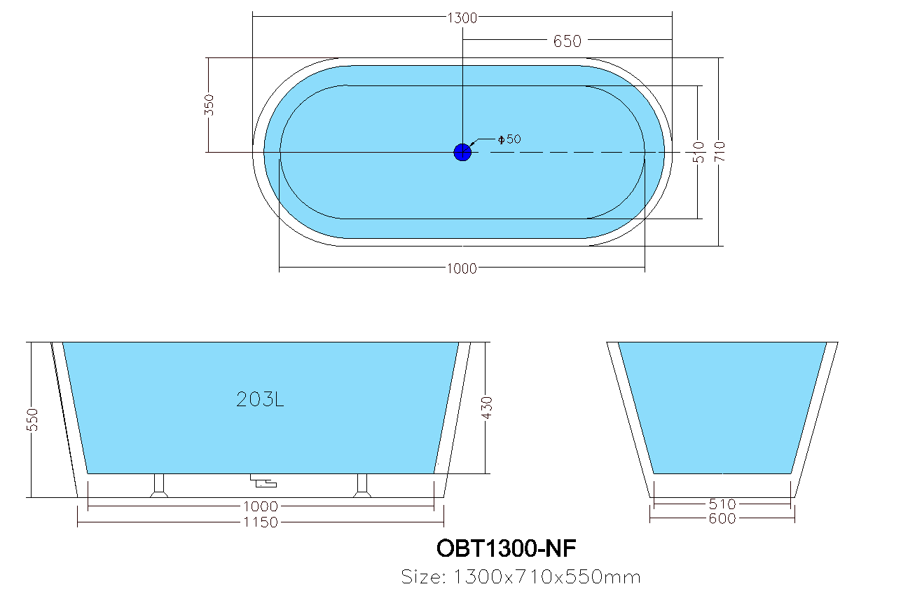 OVIA | FREESTANDING BATHTUB 1300