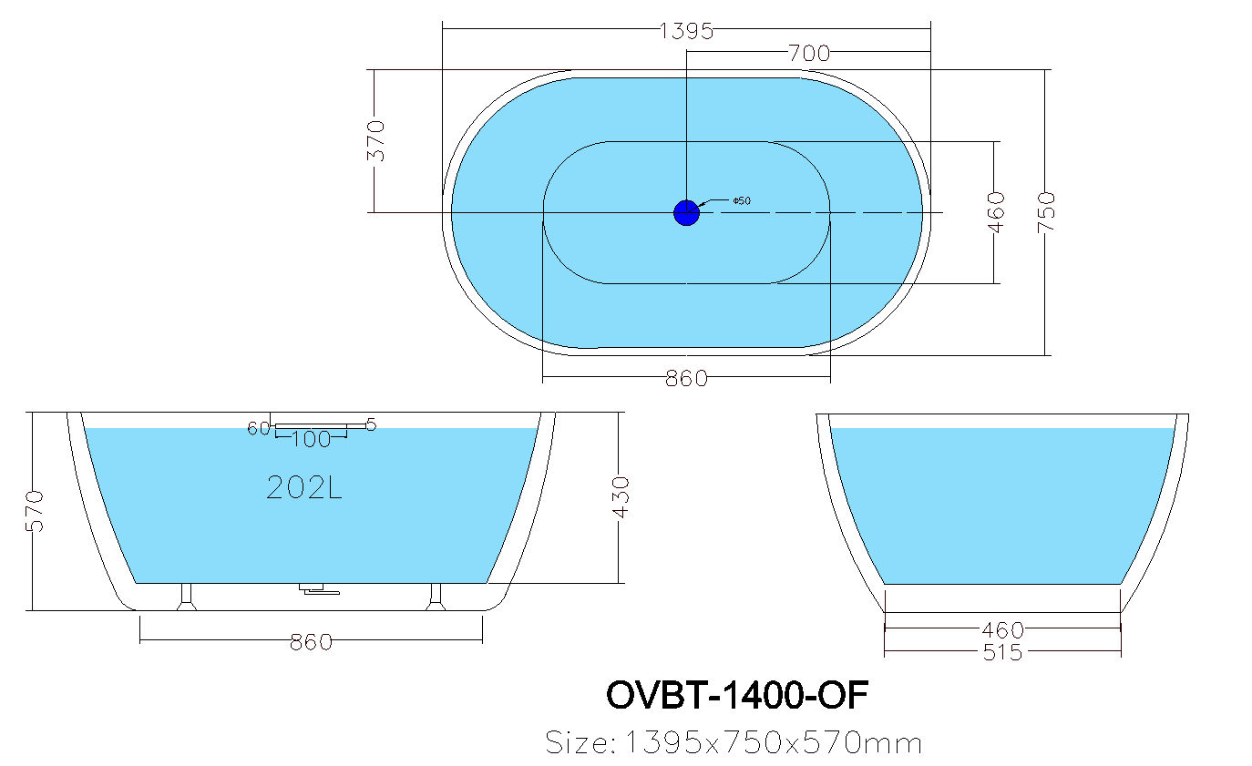 OLIVIA | FREESTANDING BATHTUB 1400 | MATT WHITE