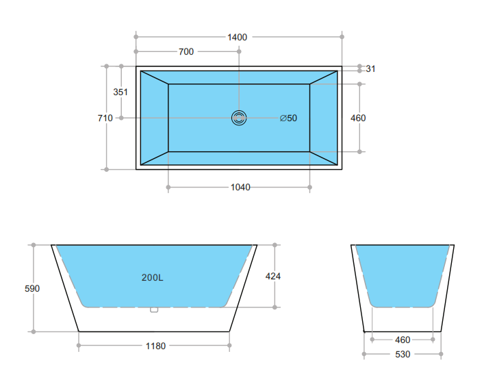 QUBIST | FREESTANDING BATHTUB 1400