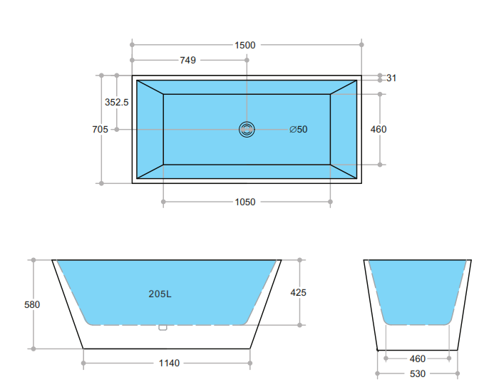 QUBIST | FREESTANDING BATHTUB 1500