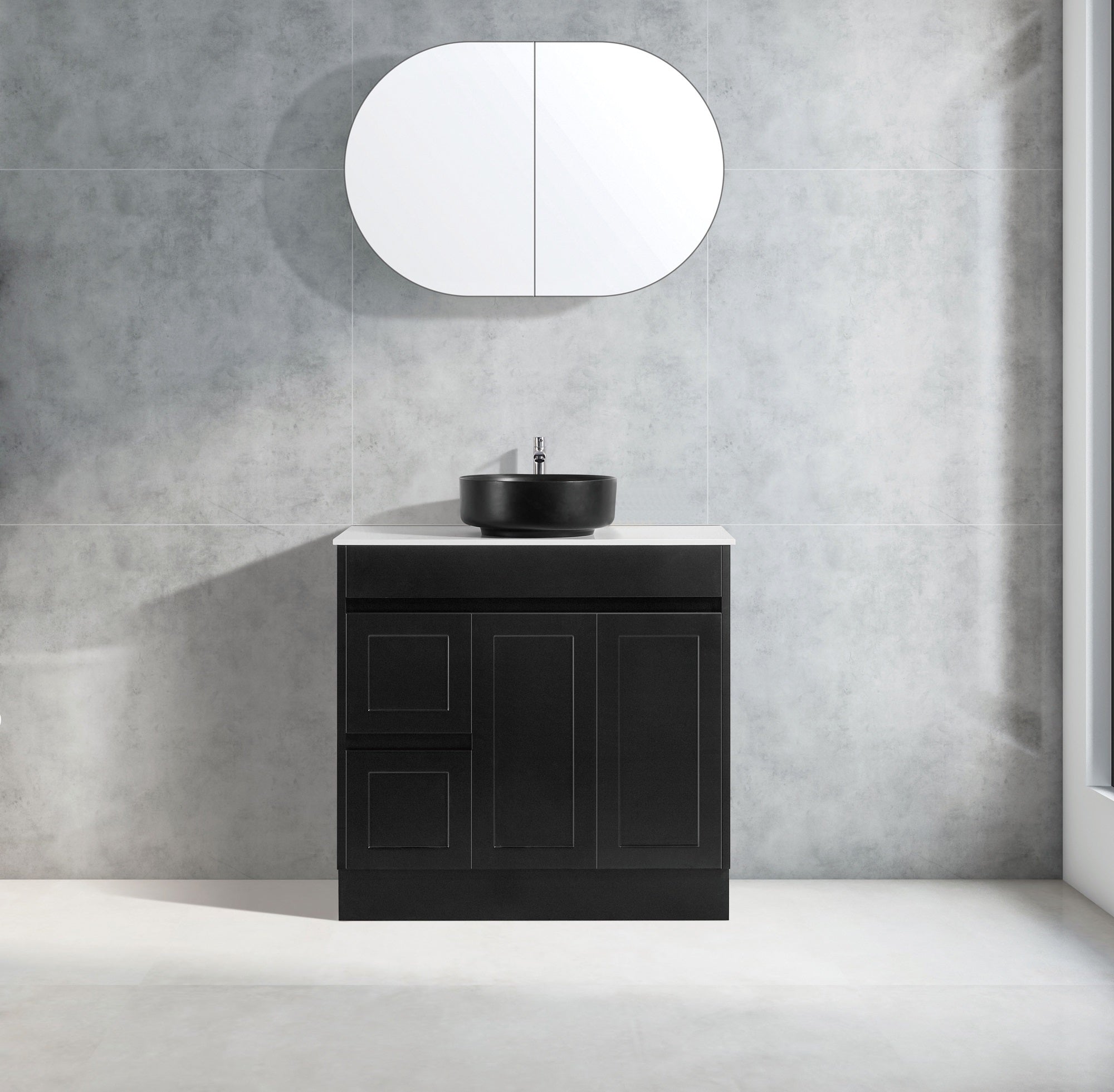 QUINN | 600MM FREE STANDING VANITY WITH CERAMIC TOP