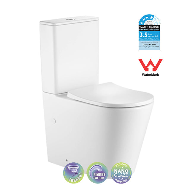 VERA TORNADO RIMLESS TOILET SUITE | MATT WHITE