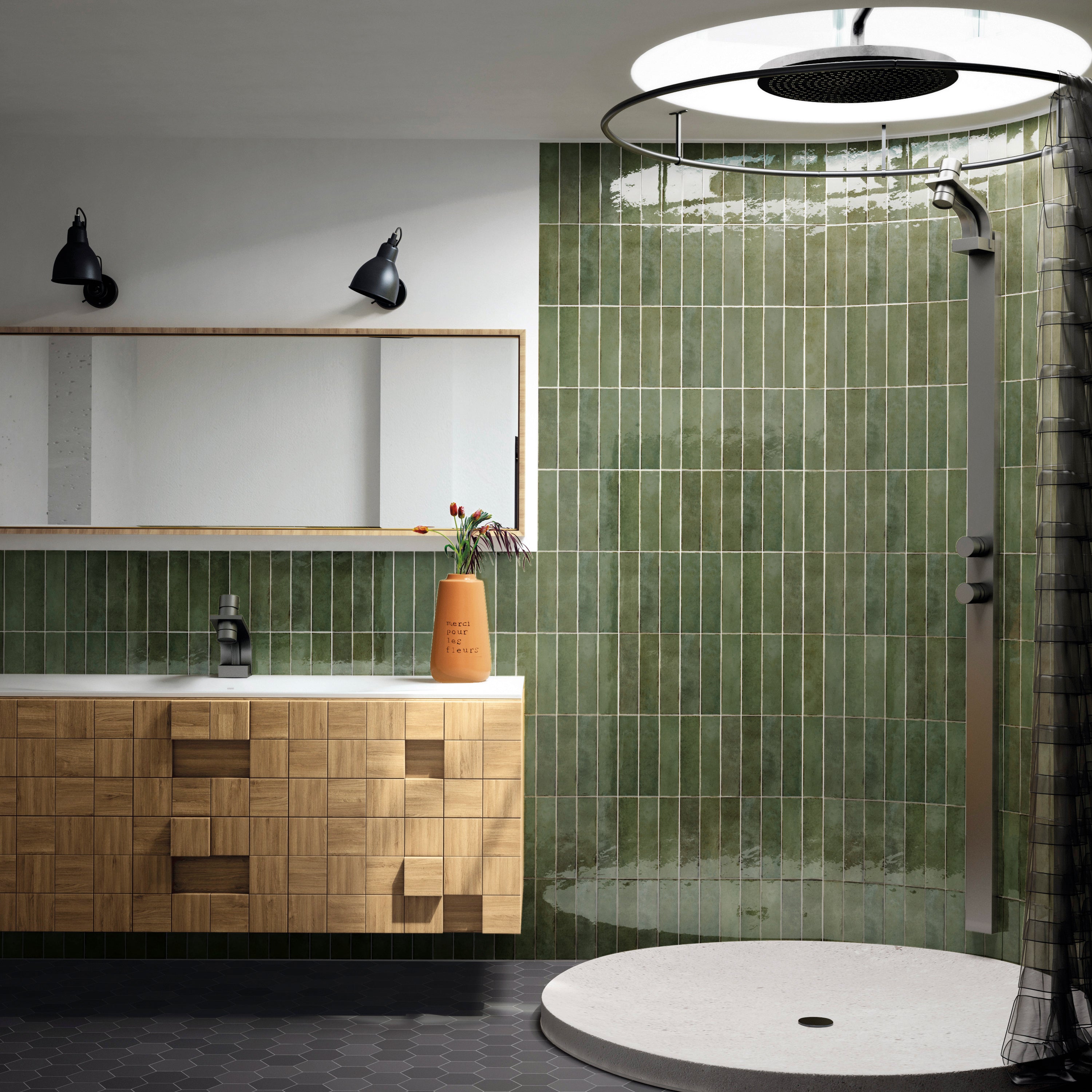 TRIBECA | SAGE GREEN GLOSS | PORCELAIN | 60X246X9MM