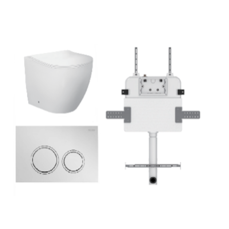 VENUS FLOOR PAN | R&T CISTERN | ROUND CHROME | IN-WALL TOILET SUITE