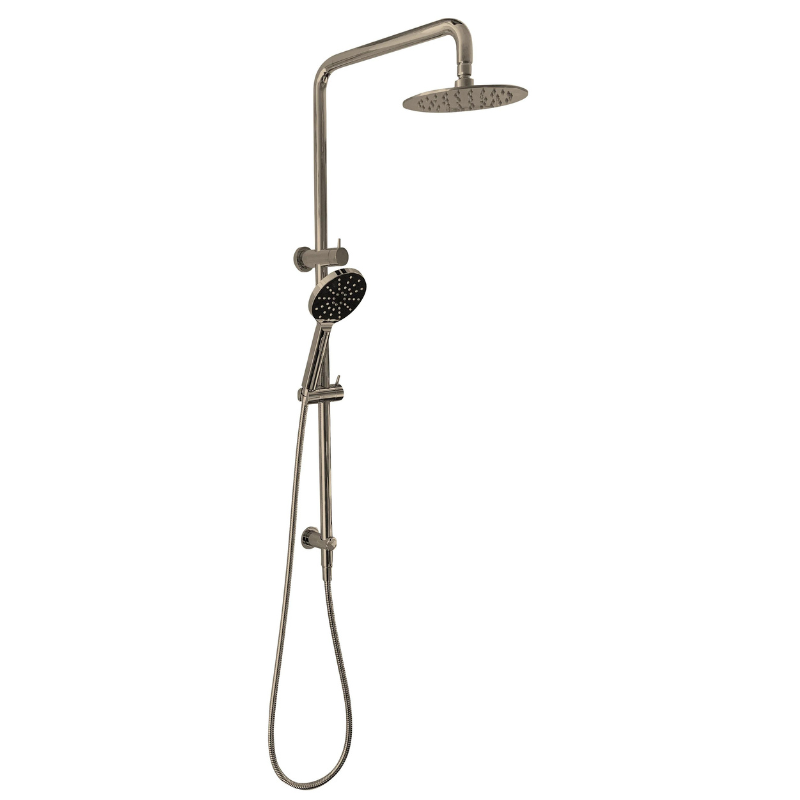 MILAN | ROUND TWIN SHOWER ON RAIL | BRUSHED NICKEL