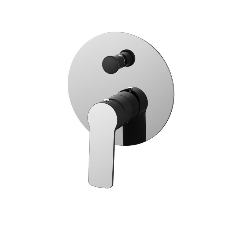 VIENNA | FLAT PLATE - SHOWER MIXER WITH DIVERTER | CHROME & BLACK