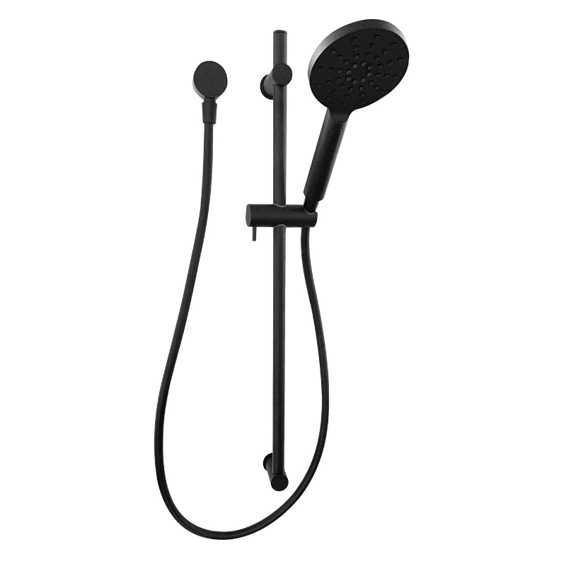 MILAN | ROUND SHOWER ON RAIL | MATTE BLACK