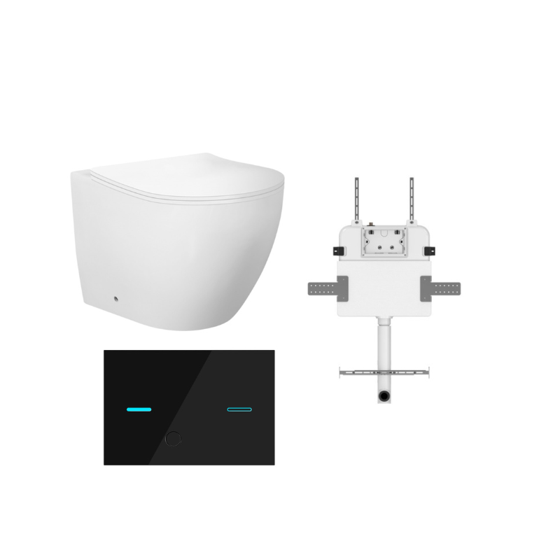 VENUS FLOOR PAN | R&T CISTERN | GLASS SENSOR | BLACK | IN-WALL TOILET SUITE